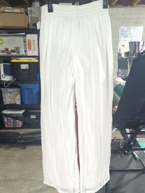 White Smocked Beachy Pants